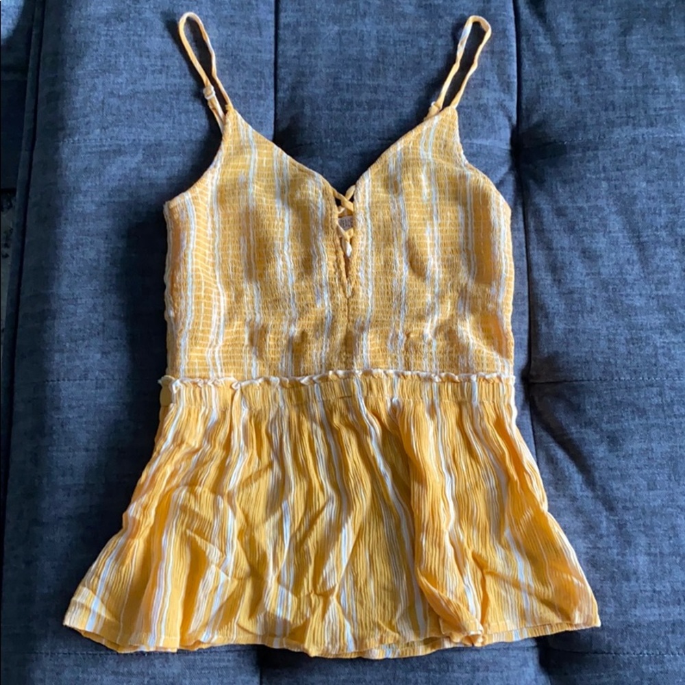 Patrons of Peace Yellow Strappy Summer Top, size S